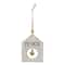 Rustic Wooden "Peace" with Bell Christmas Tag Ornament - 8" - Gold and White